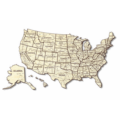Engraved USA Road map