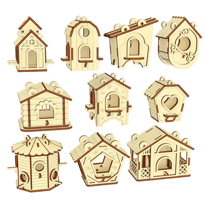 Birdhouses 10 ornaments