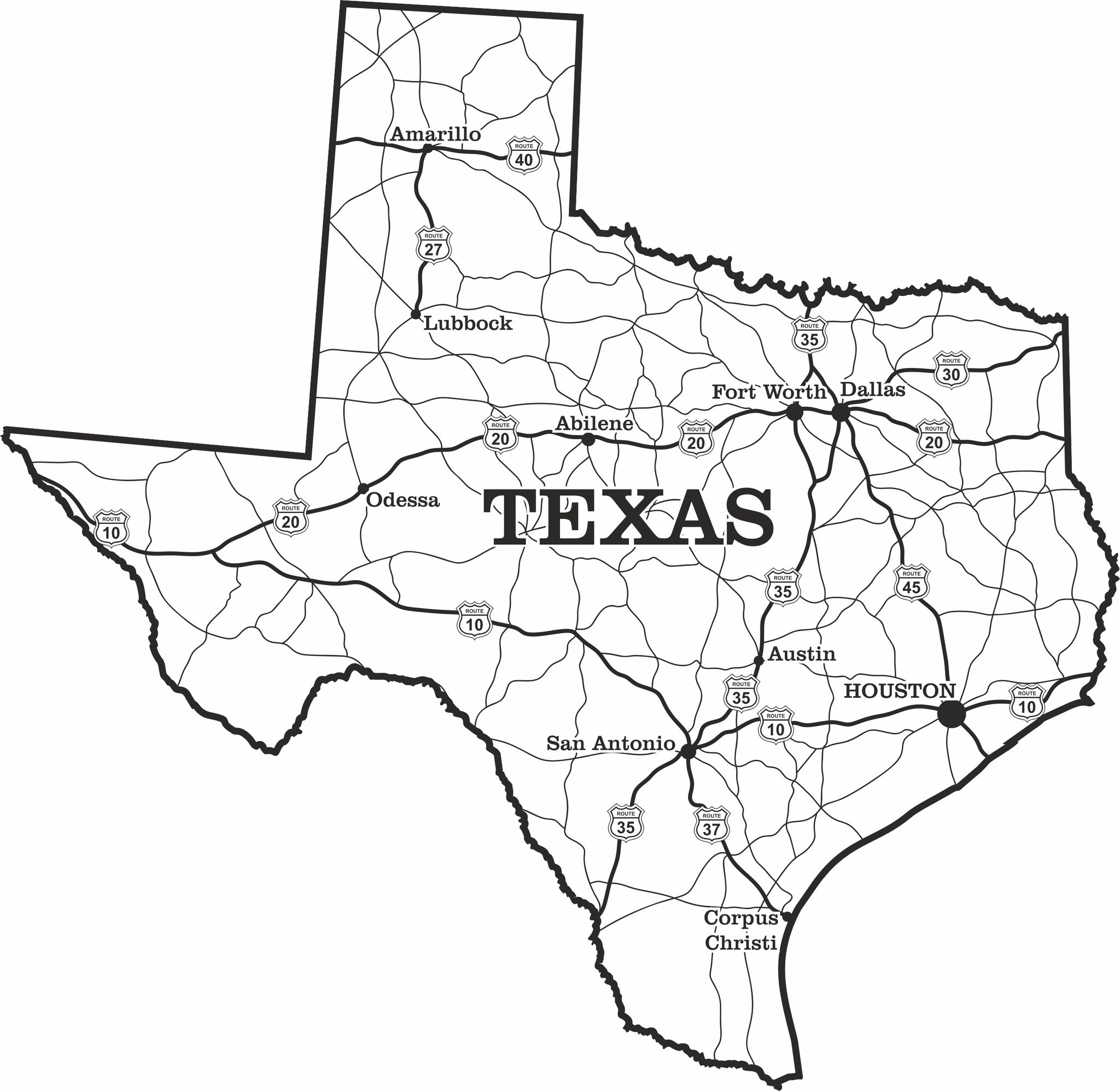 Colorless Texas Map Vector Map Of Texas Austin