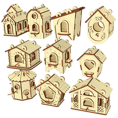 Birdhouses 10 ornaments