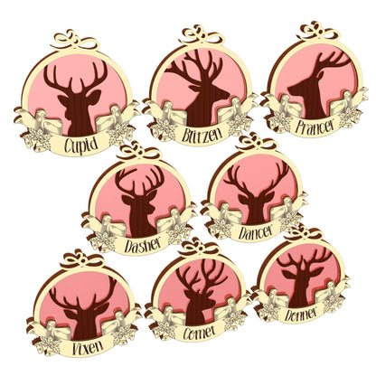 Reindeer Christmas ornaments - Set of 9