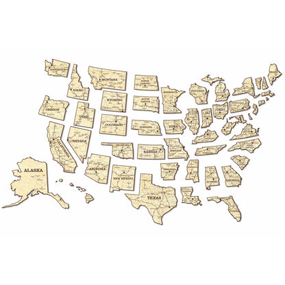 Engraved USA Road map