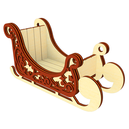 Santa's Sleigh Ornaments - Set of 5