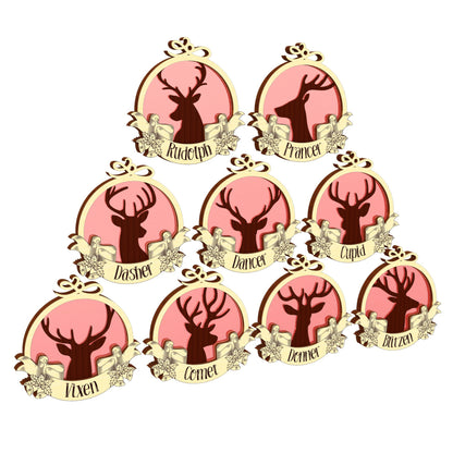 Reindeer Christmas ornaments - Set of 9