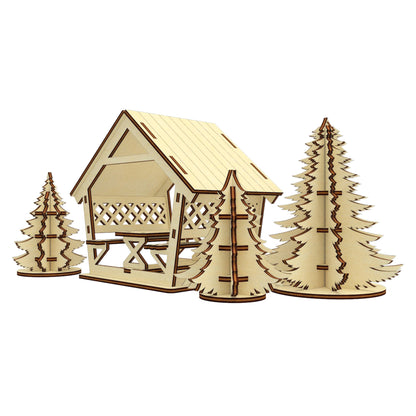 Alcove with Christmas trees