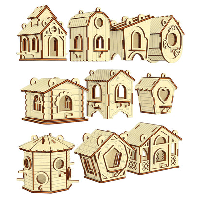 Birdhouses 10 ornaments
