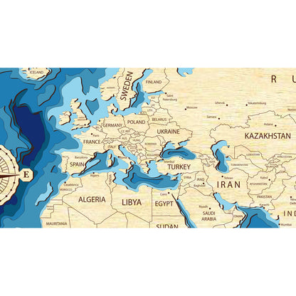 Bathymetric world map
