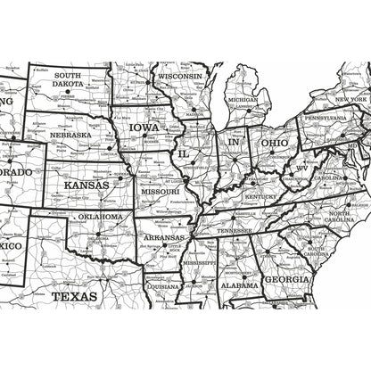 Engraved USA Road map
