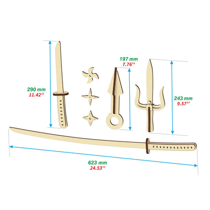 Ninja set (sword, nife, stars, sai)