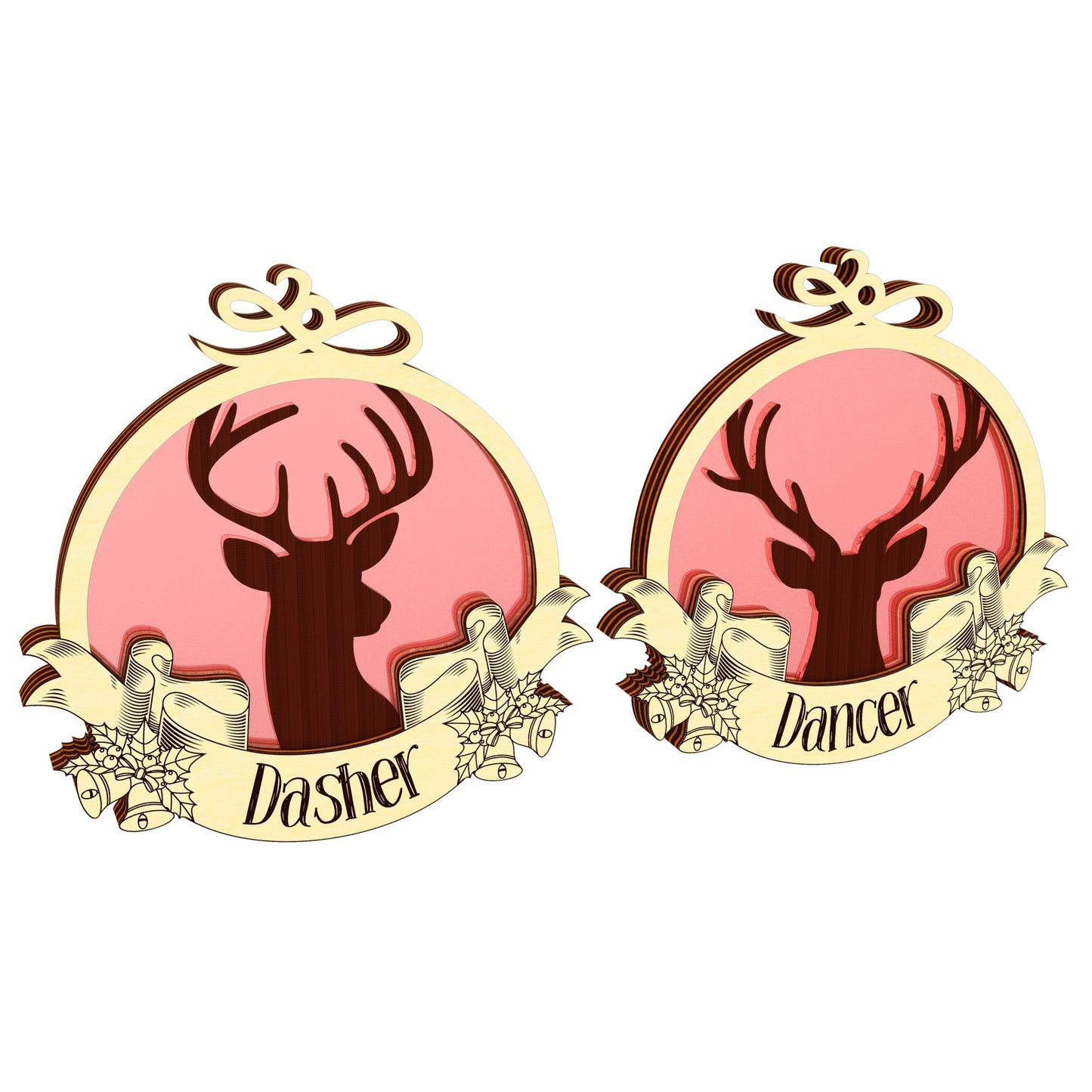 Reindeer Christmas ornaments - Set of 9