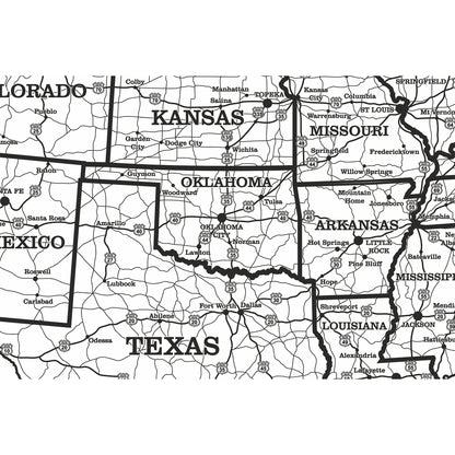 Engraved USA Road map