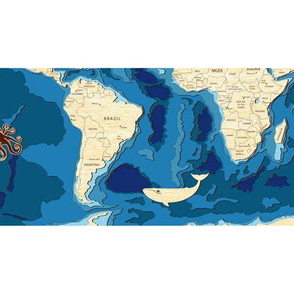 Bathymetric world map
