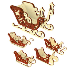 Load image into Gallery viewer, Santa&#39;s Sleigh Ornaments - Set of 5
