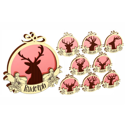 Reindeer Christmas ornaments - Set of 9