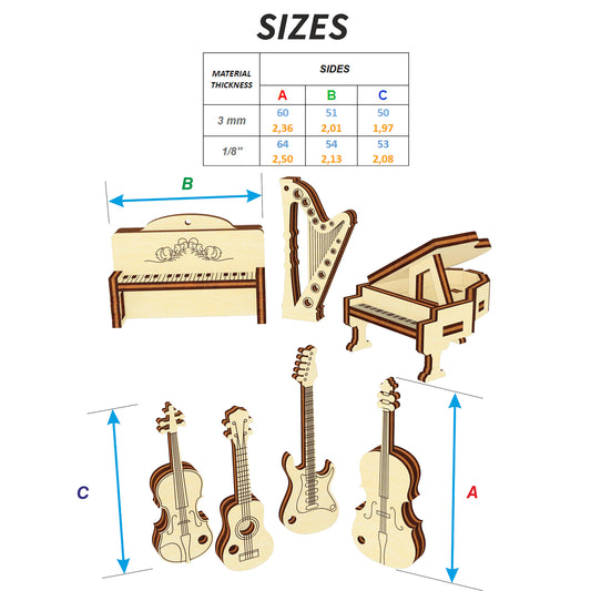 Musical instruments keychains