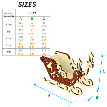 Santa's Sleigh Ornaments - Set of 5