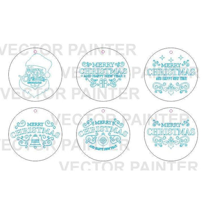 Set of 6 Christmas tree toys