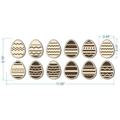 Set of 12 flat Easter eggs