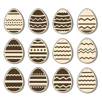 Set of 12 flat Easter eggs