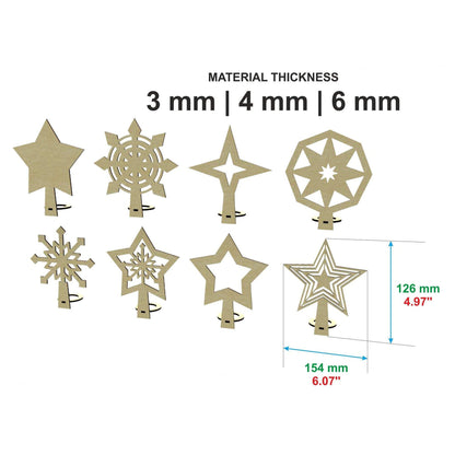 Set of 8 Christmas tree toppers