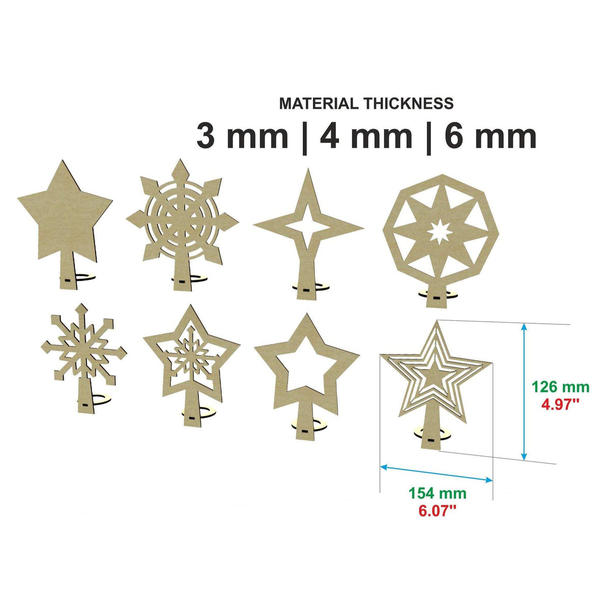 Set of 8 Christmas tree toppers – Vector Painter