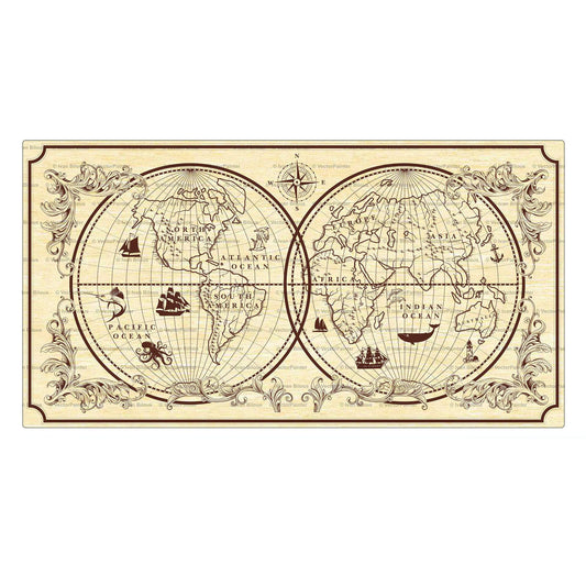 Vintage World Map - Laser Cut File SVG & DXF