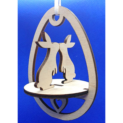 Easter Egg Ornament "Kissing rabbits"