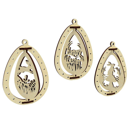 Set of 3 Easter Eggs "Happy Rabbit"