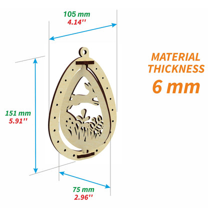 Set of 3 Easter Eggs "Happy Rabbit"