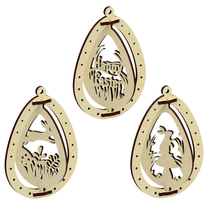 Set of 3 Easter Eggs "Happy Rabbit"