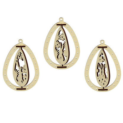 Set of 3 easter eggs "Funny rabbits"