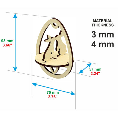 Easter Egg Ornament "Kissing rabbits"
