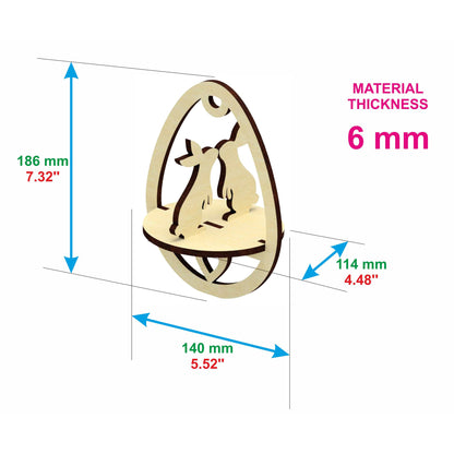 Easter Egg Ornament "Kissing rabbits"