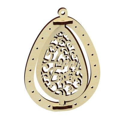 Set of 3 Easter Egg Ornaments "Happy Easter"