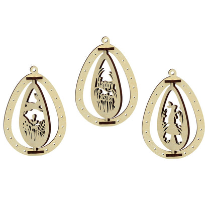 Set of 3 Easter Eggs "Happy Rabbit"