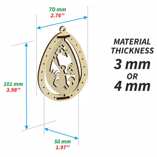 Set of 3 easter eggs "Funny rabbits"