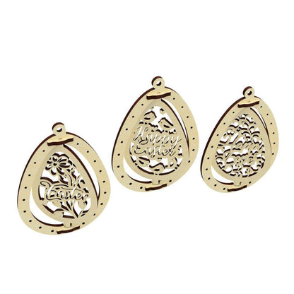 Set of 3 Easter Egg Ornaments "Happy Easter"