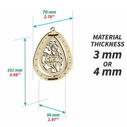 Set of 3 Easter Egg Ornaments "Happy Easter"